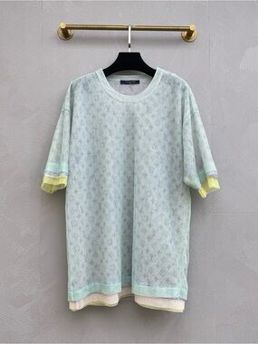 🚩steal Louis Vuitton Pale Mint Monogram Short Sleeve Tee with Pastel Trim